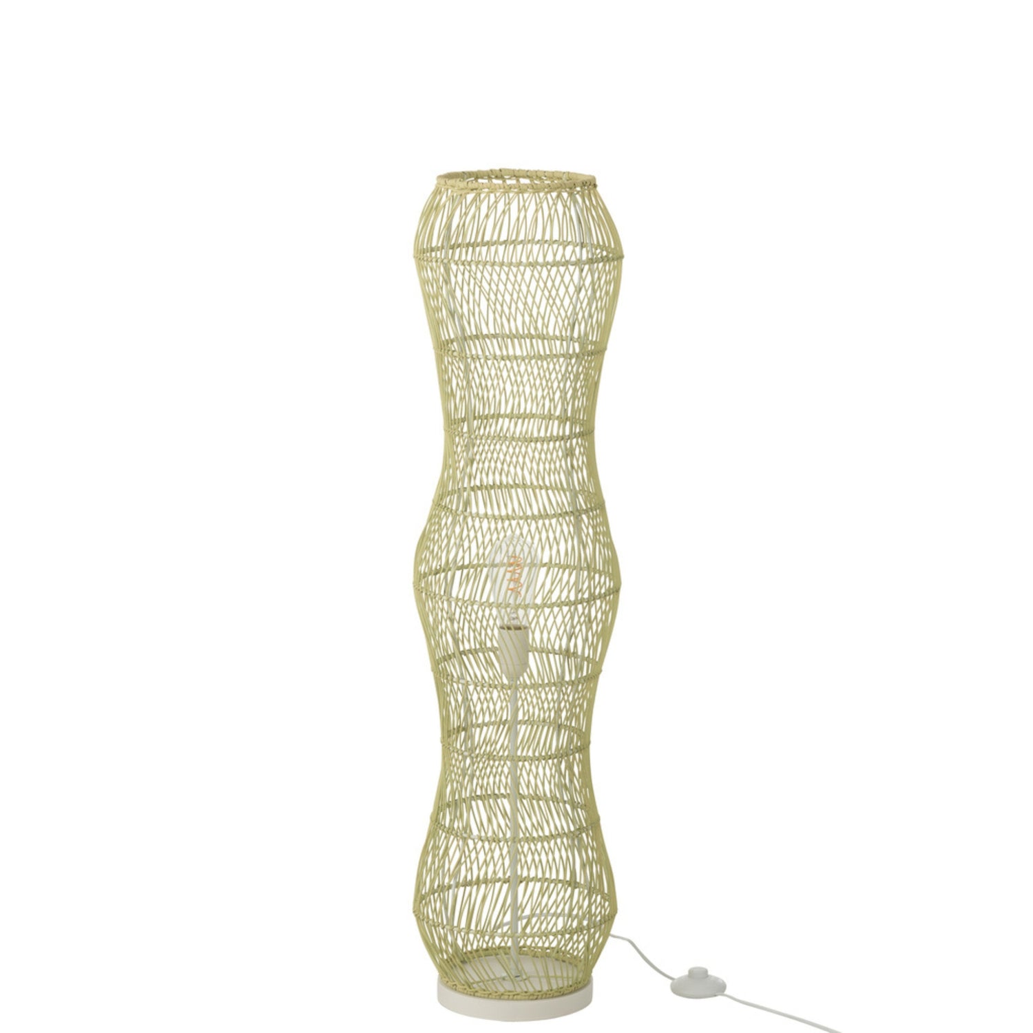 Vloerlamp Rotan Metaal Getwist Groen J-Line - Vloerlamp - J-Line - livinglovely.nl