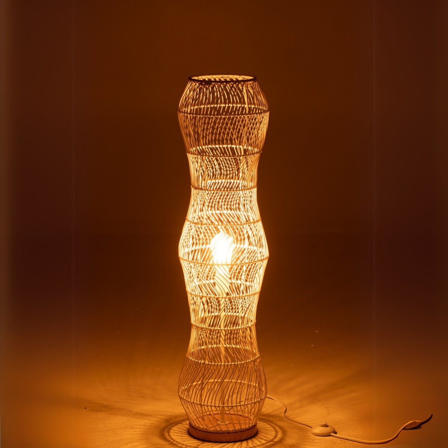 Vloerlamp Rotan Metaal Getwist Wit J-Line - Vloerlamp - J-Line - livinglovely.nl
