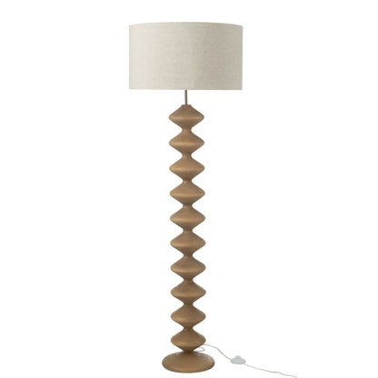 Vloerlamp Rups Populierenhout Naturel/Grijs 48x48x156cm J-Line