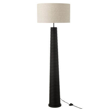 Vloerlamp Schroefdraad Ailanthus Hout Zwart/Grijs H160cm J-Line