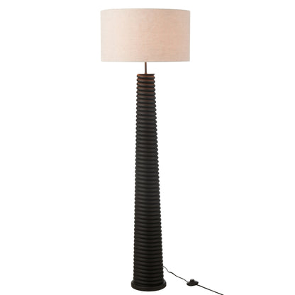 Vloerlamp Schroefdraad Ailanthus Hout Zwart/Grijs H160cm J-Line