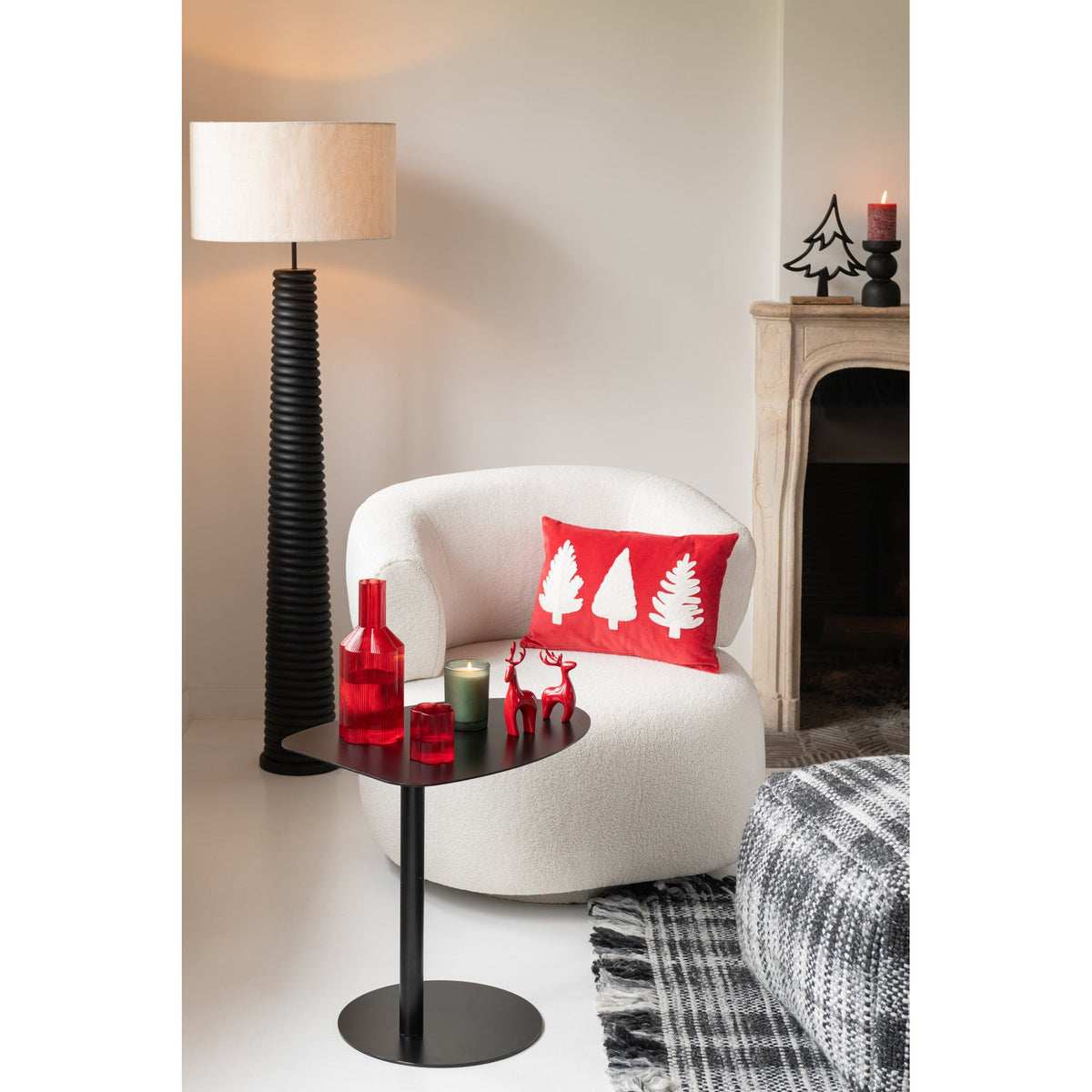 Vloerlamp Schroefdraad Ailanthus Hout Zwart/Grijs H160cm J-Line