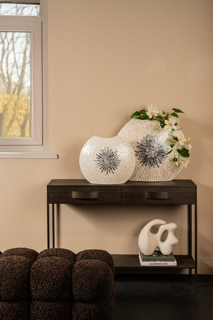 Vojtech Ovale Bamboo Pot Wit Small PTMD - Vaas - PTMD - livinglovely.nl