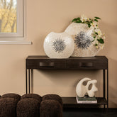 Vojtech White oval poly shell bamboo pot ombre L PTMD - Vaas - PTMD - livinglovely.nl