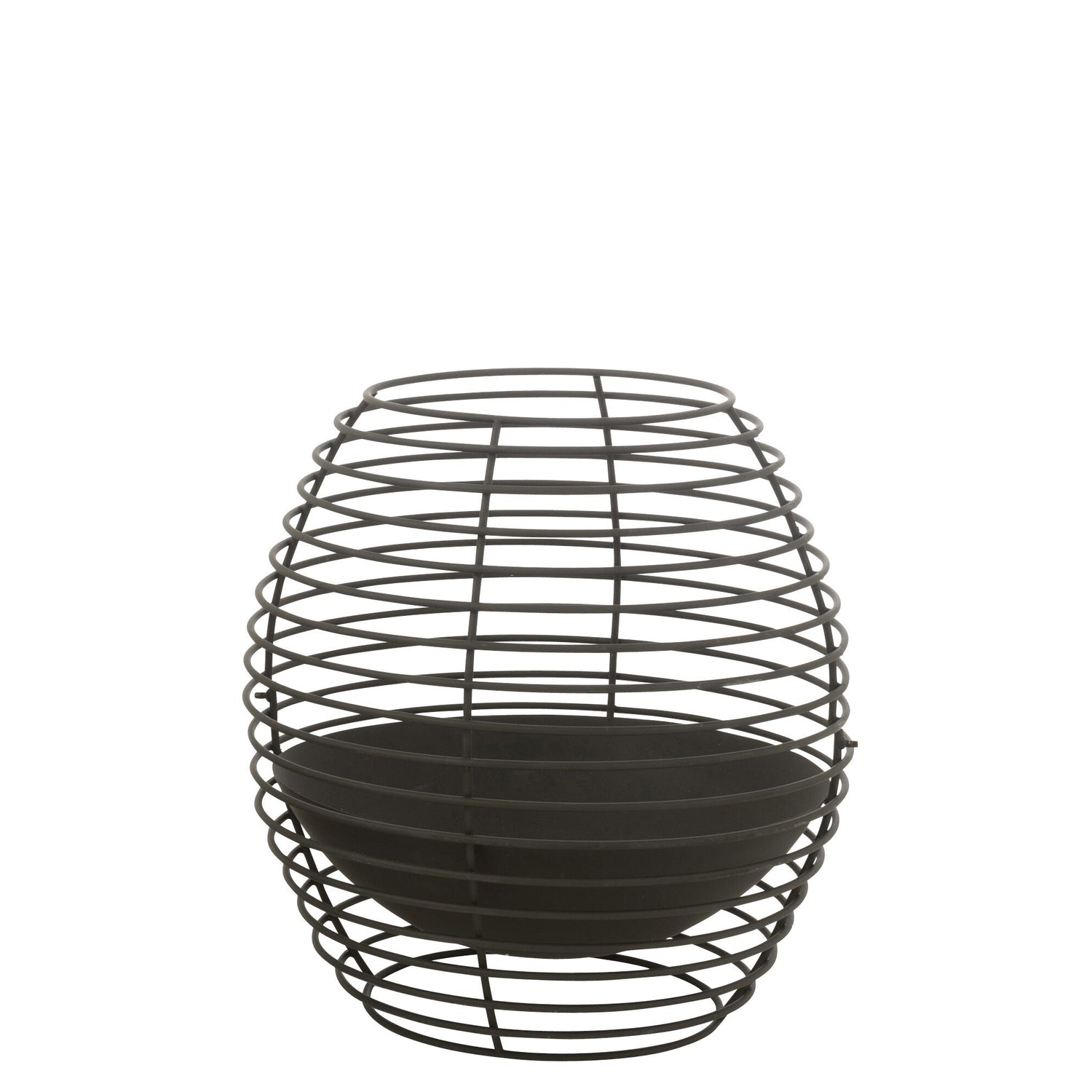 Vuurkorf Rond Ringen Metaal Zwart Large Dia59xH64cm J-Line - Buitenhaard - J-Line - livinglovely.nl