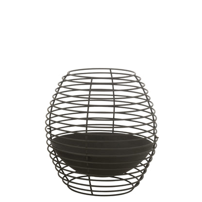 Vuurkorf Rond Ringen Metaal Zwart Large Dia59xH64cm J-Line - Buitenhaard - J-Line - livinglovely.nl