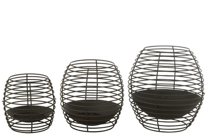 Vuurkorf Rond Ringen Metaal Zwart Small Dia40xH40cm J-Line - Buitenhaard - J-Line - livinglovely.nl