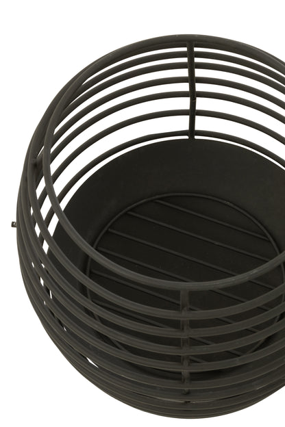 Vuurkorf Rond Ringen Metaal Zwart Small Dia40xH40cm J-Line - Buitenhaard - J-Line - livinglovely.nl