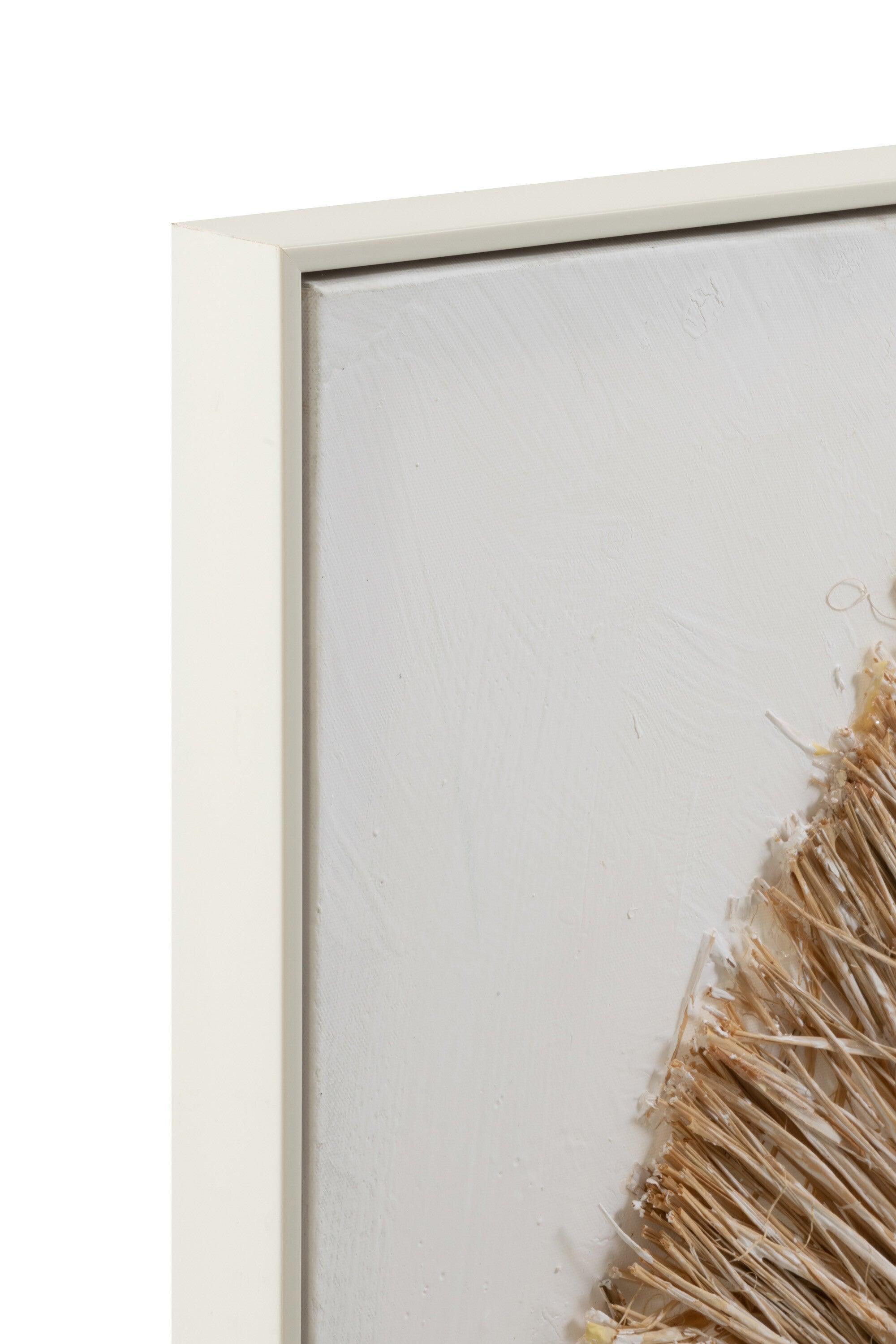 Wanddecoratie Ibiza Circle Canvas/Paint Cream/White Large - Schilderij - J-Line - livinglovely.nl