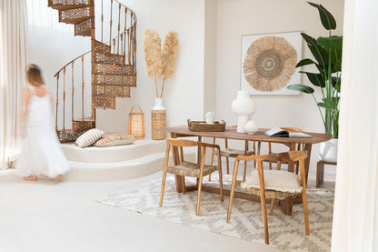 Wanddecoratie Ibiza Circle Canvas/Paint Cream/White Large - Schilderij - J-Line - livinglovely.nl