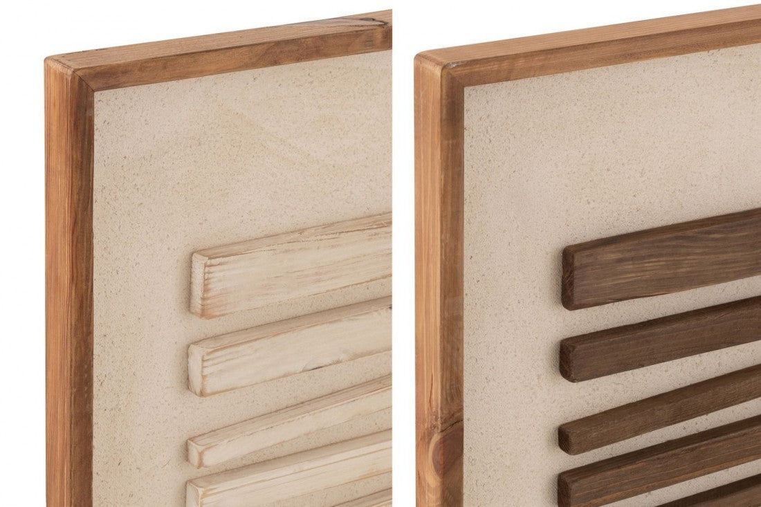 Wanddecoratie Mike Dennenhout/Canvas Wit/Naturel set van 2 - Schilderij - J-Line - livinglovely.nl