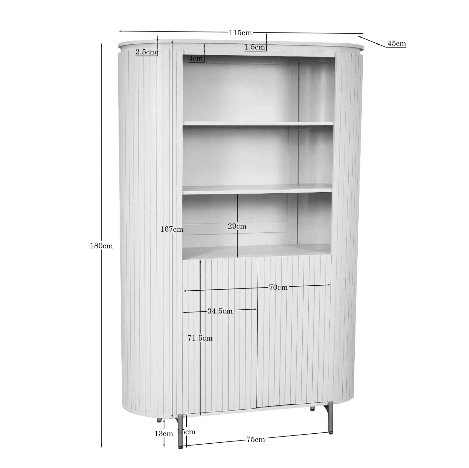 Bruine Solana wandkast van 180 cm hoog gestyled met boeken en planten
