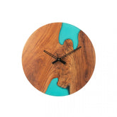 Wandklok Modern Acacia Hout/Epoxyhars Naturel/Blauw - Decoratie - J-Line - livinglovely.nl