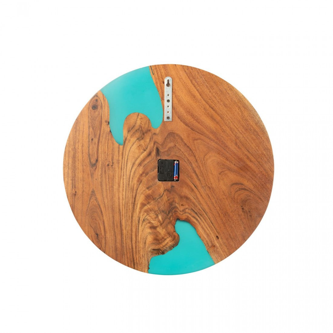 Wandklok Modern Acacia Hout/Epoxyhars Naturel/Blauw - Decoratie - J-Line - livinglovely.nl