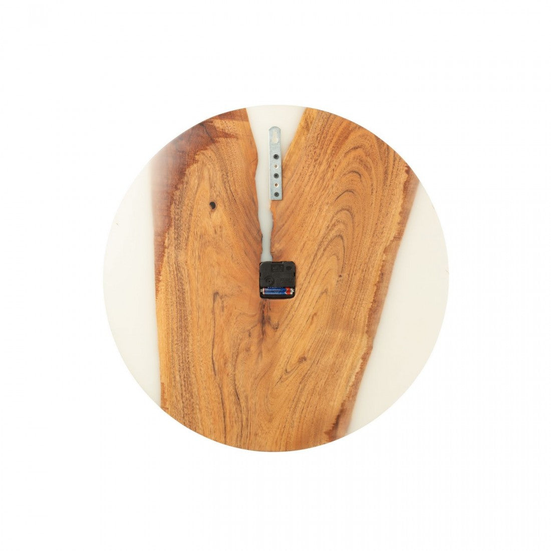 Wandklok Modern Acacia Hout/Epoxyhars Naturel/Wit J-Line - Decoratie - J-Line - livinglovely.nl