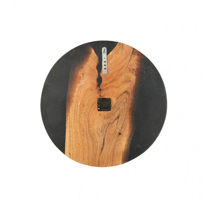 Wandklok Modern Acacia Hout/Epoxyhars Naturel/Zwart - Decoratie - J-Line - livinglovely.nl
