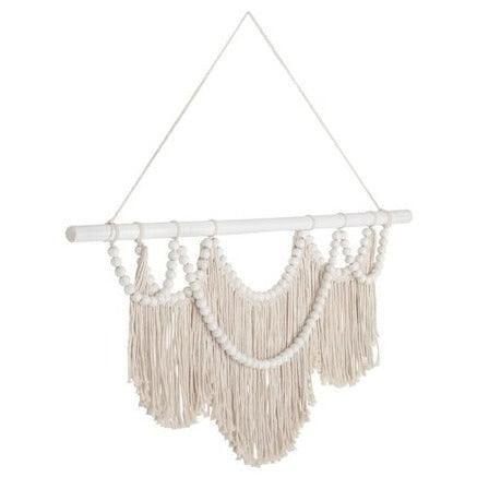 Wandpaneel Boho Chic van MUST Living in macrame met kralen, volledig in beeld