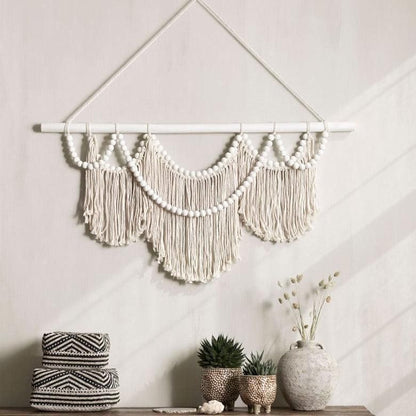 Wandpaneel Boho Chic van MUST Living van dichtbij, met de kralen in het macrame