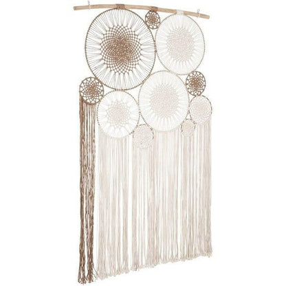 Wandpaneel Boho van MUST Living in macrame met bamboestok, volledig in beeld