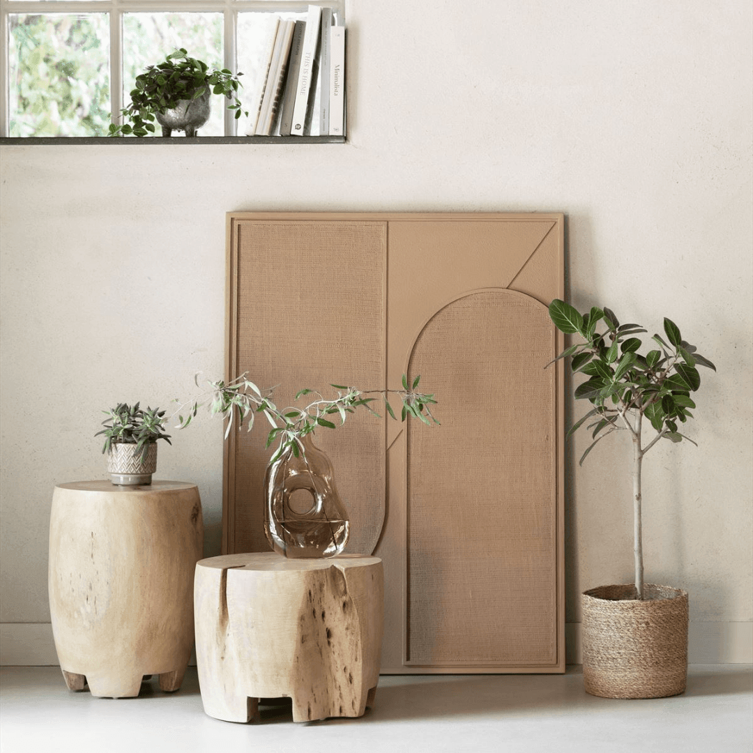 Elyn Large wandpaneel bruin jute structuur detail