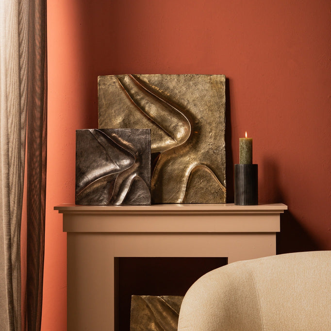 Wandpaneel Gihan L - 70x5x70 cm - Aluminium - Goud PTMD - Wanddecoratie - PTMD - livinglovely.nl