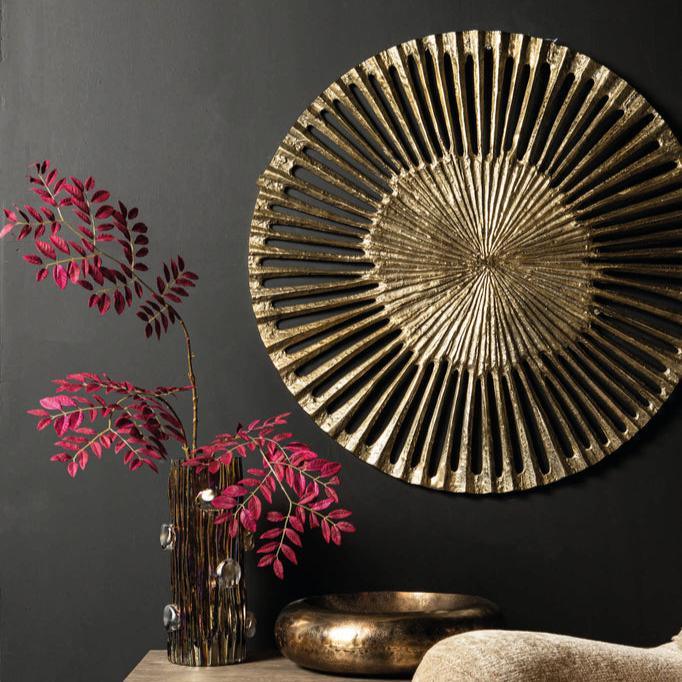 Wandpaneel Marjun L - Ø90cm - Aluminium - Goud - PTMD - Wandpaneel - PTMD - livinglovely.nl