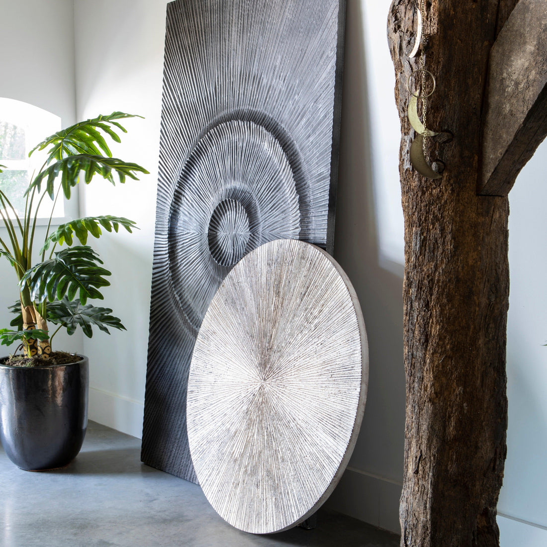 Wandpaneel Zapp Geribbeld Rond Wit Large PTMD - Wandpaneel - PTMD - livinglovely.nl