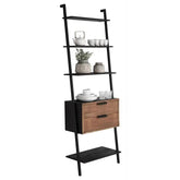 Wandrek Cosmo van DTP Home, zwart metalen frame met houten planken