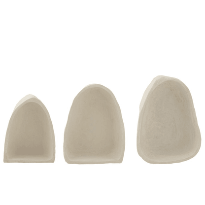 Wandrekken Papier Mache Wit Set van 3 - Wandrek - J-Line - livinglovely.nl