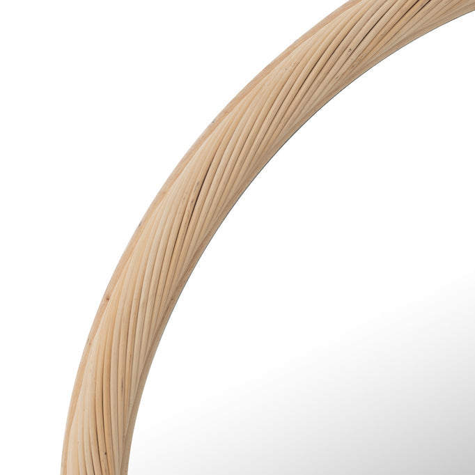 Wandspiegel Rond Rotan/Glas Naturel Large Ø 81 cm - Spiegel - J-Line - livinglovely.nl