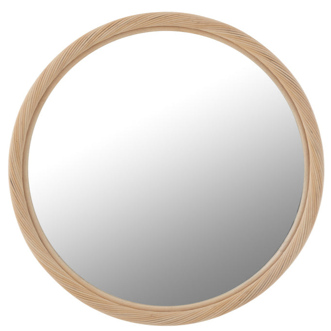 Wandspiegel Rond Rotan/Glas Naturel Large Ø 81 cm - Spiegel - J-Line - livinglovely.nl