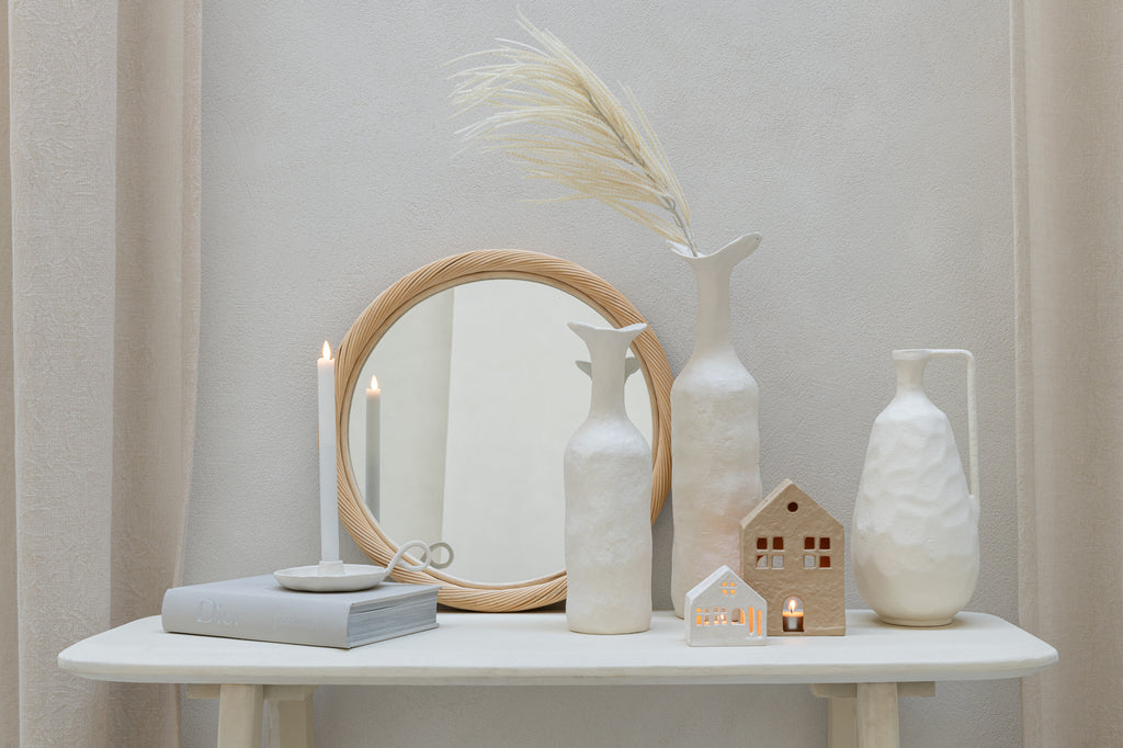 Wandspiegel Rond Rotan/Glas Naturel Medium Ø 66.5 cm - Spiegel - J-Line - livinglovely.nl