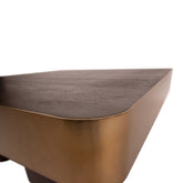 Warren Coffee Table 90x90x31 brown wood gold metal PTMD - Salontafel - PTMD - livinglovely.nl