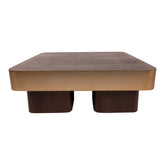 Warren Coffee Table 90x90x31 brown wood gold metal PTMD - Salontafel - PTMD - livinglovely.nl