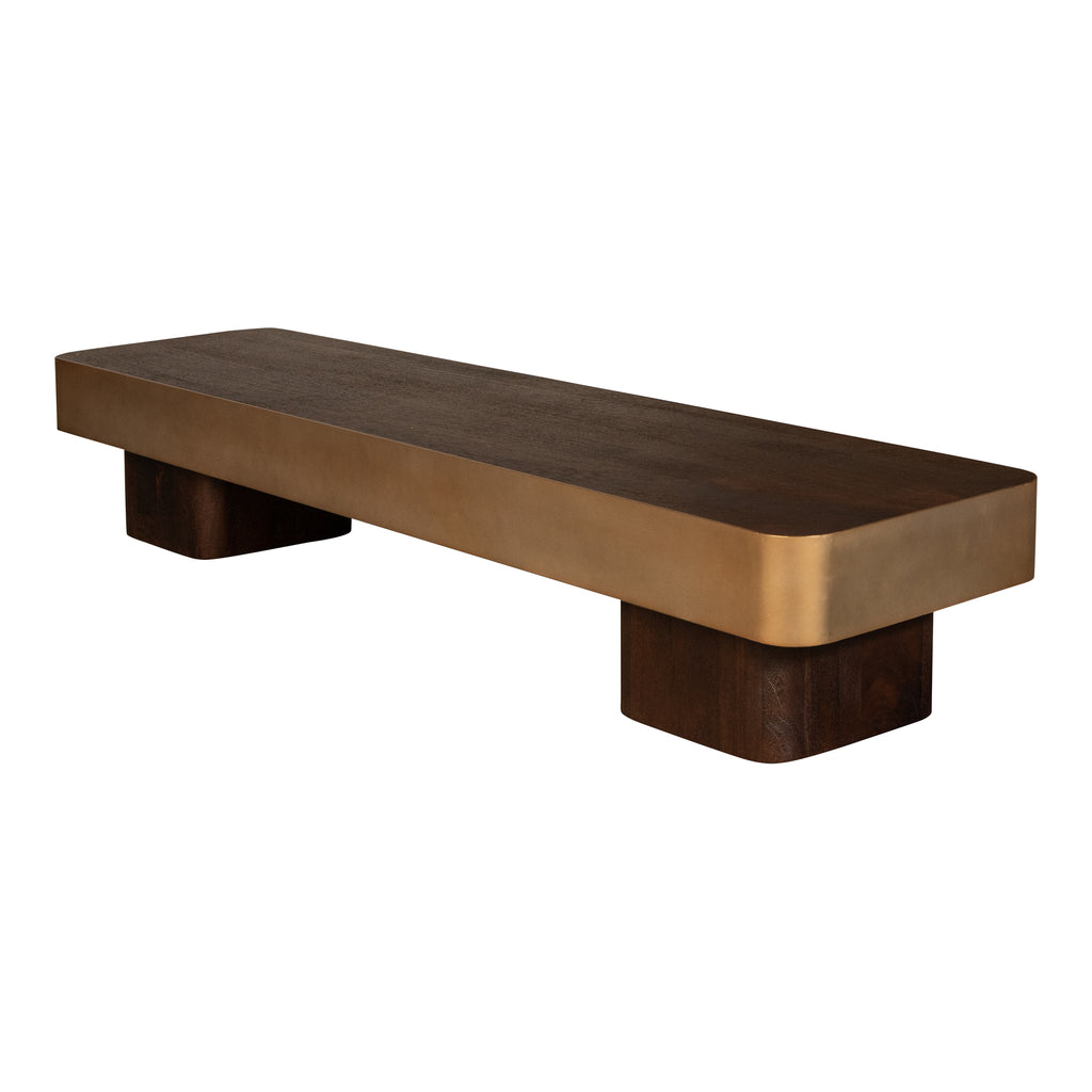 Warren Salontafel Bruin Hout met Goud Metaal PTMD - Salontafel - PTMD - livinglovely.nl