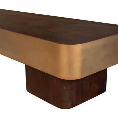 Warren Salontafel Bruin Hout met Goud Metaal PTMD - Salontafel - PTMD - livinglovely.nl