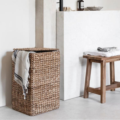 Wasmand Palawan waterhyacint met deksel vooraanzicht MUST Living