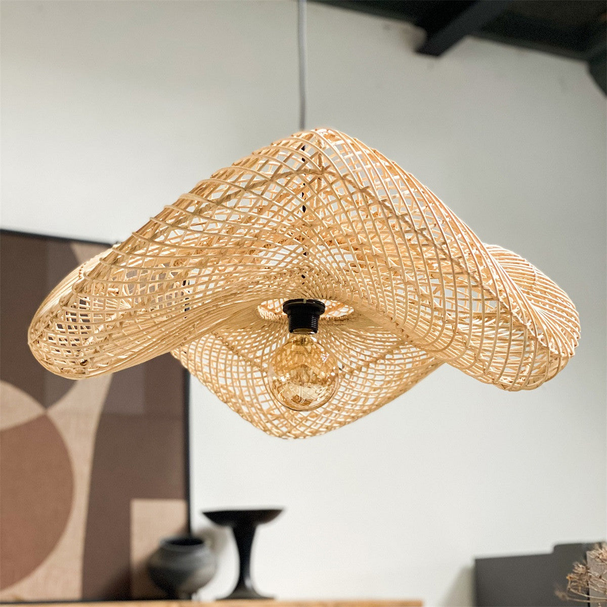 Wave Hanglamp Naturel Large Raw Materials - Hanglamp - Raw Materials - livinglovely.nl