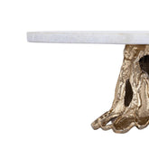 Wayson White Marble alu cake plate champagne base PTMD - Keukenaccessoire - PTMD - livinglovely.nl