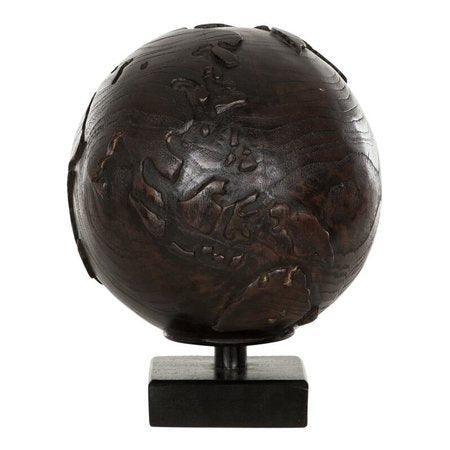 Wereldbol teakhout wortel zwart Ø20cm MUST Living