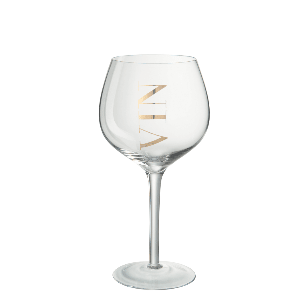 Wijnglas Rood Glas Transparant/Goud - Wijn glas - J-Line - livinglovely.nl