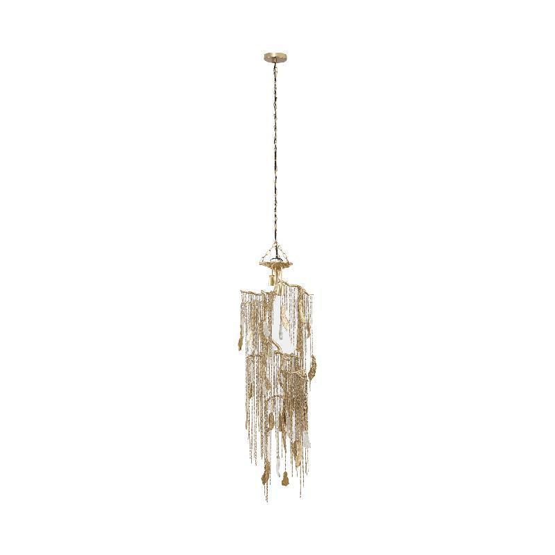 Wilco Brass casted alu hanging lamp chains small PTMD , Hanglamp , PTMD , livinglovely.nl