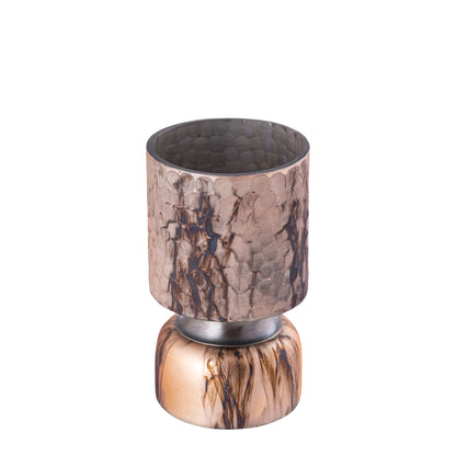 Windlicht Belinsu S- Ø12x20 cm - Glas - Koper PTMD - Windlicht - PTMD - livinglovely.nl