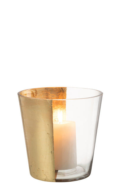 Windlicht Boe Half Goud Medium - Windlicht - J-Line - livinglovely.nl