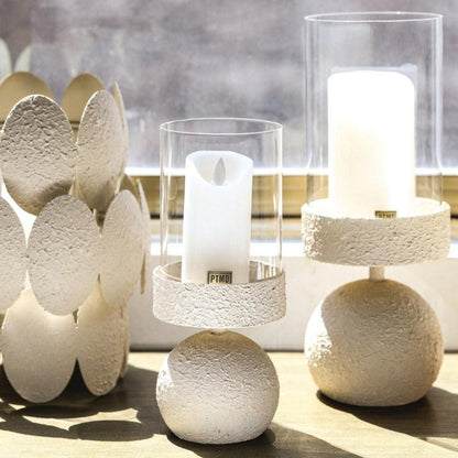 Windlicht Cheska - Ø12x33 cm - Ijzer - Creme PTMD - Windlicht - PTMD - livinglovely.nl