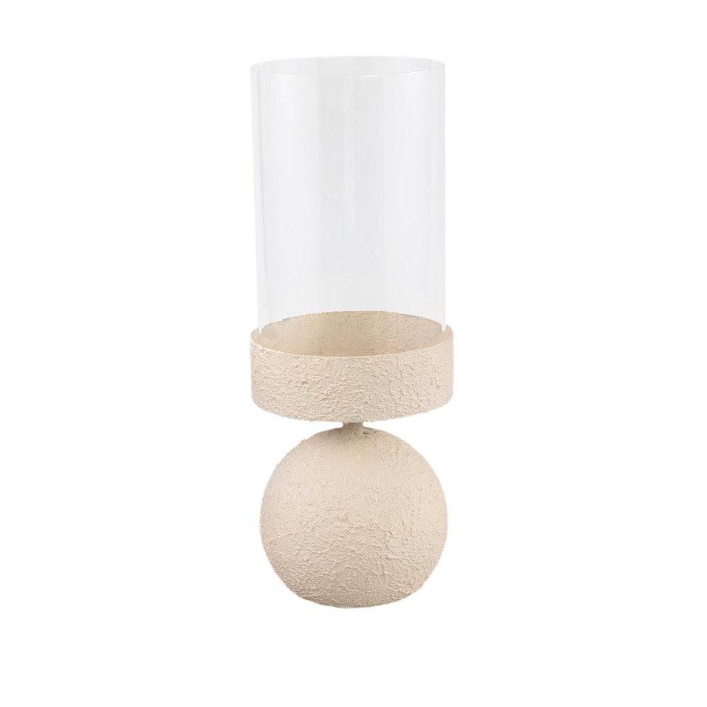 Windlicht Cheska - Ø12x33 cm - Ijzer - Creme PTMD - Windlicht - PTMD - livinglovely.nl