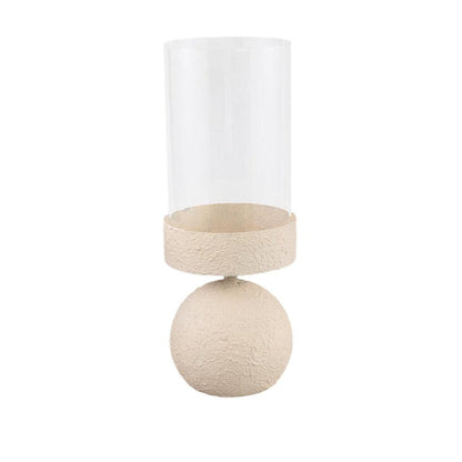 Windlicht Cheska - Ø12x33 cm - Ijzer - Creme PTMD - Windlicht - PTMD - livinglovely.nl