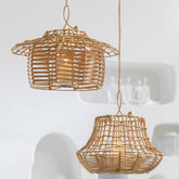 Windlicht Hangend Hoog Rattan Naturel - Buiten-divers - J-Line - livinglovely.nl