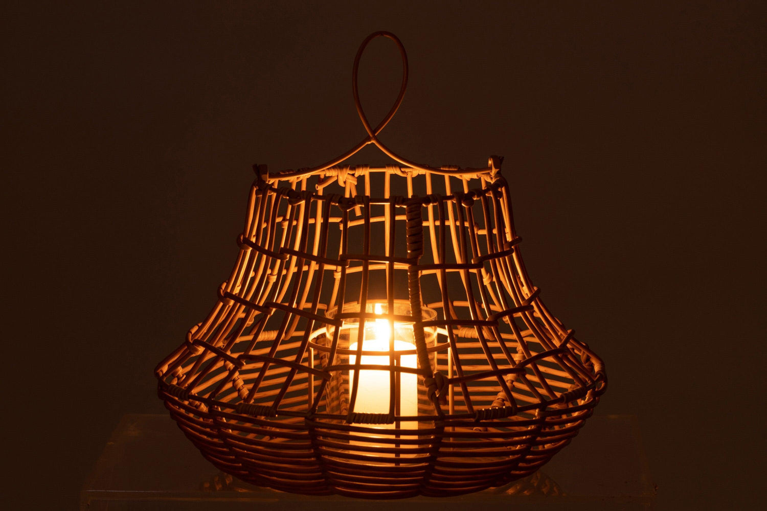 Windlicht Hangend Hoog Rattan Naturel - Buiten-divers - J-Line - livinglovely.nl