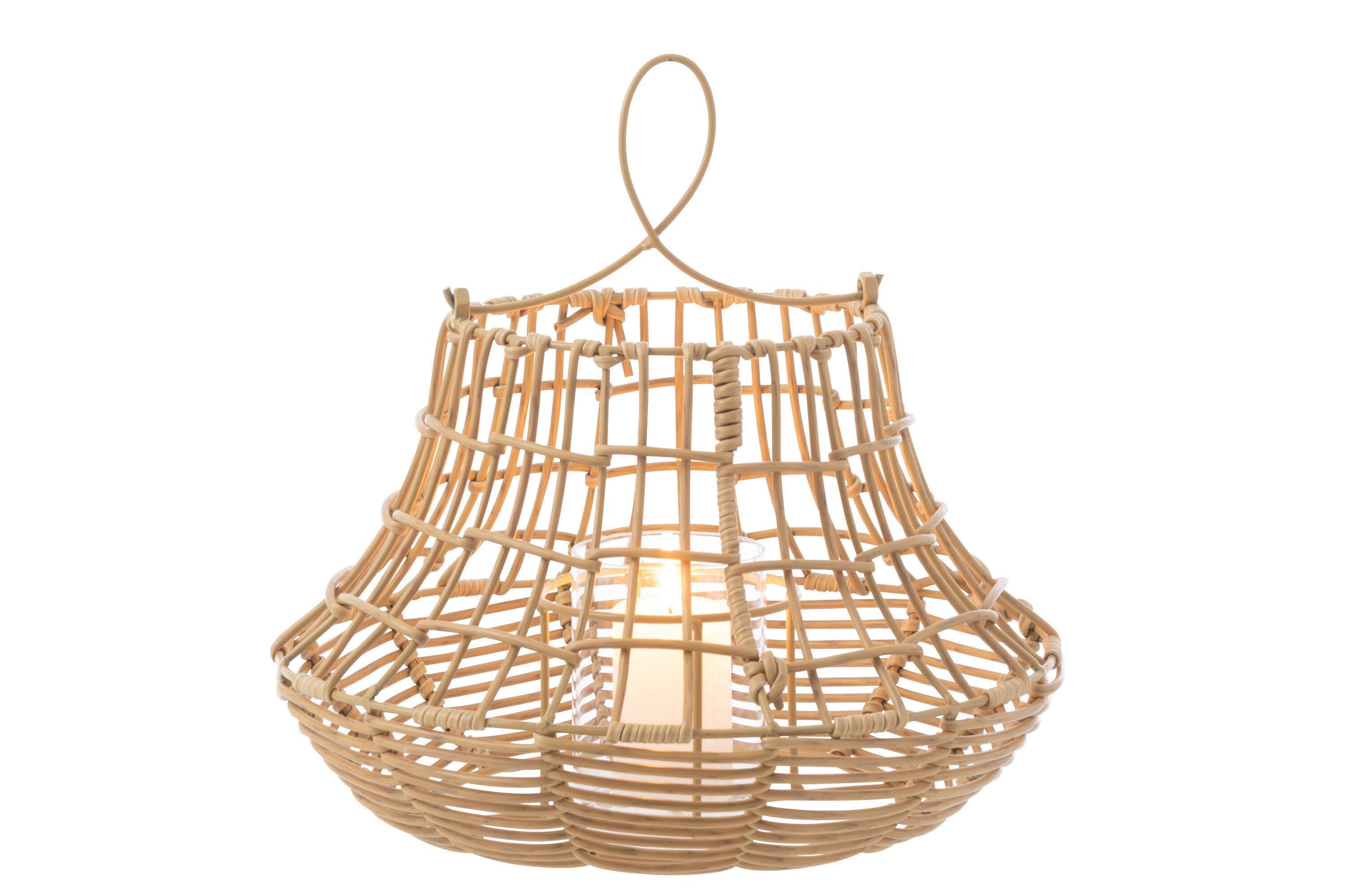 Windlicht Hangend Hoog Rattan Naturel - Buiten-divers - J-Line - livinglovely.nl